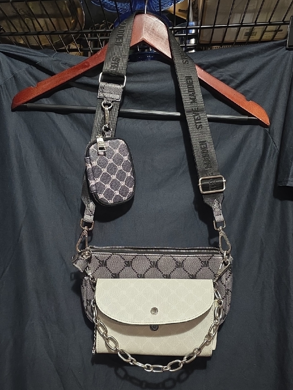 Steven By Steve Madden Two-Tone Crossbody Bag in Gray and Cream